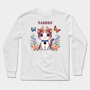 Taurus Zodiac Cat Long Sleeve T-Shirt